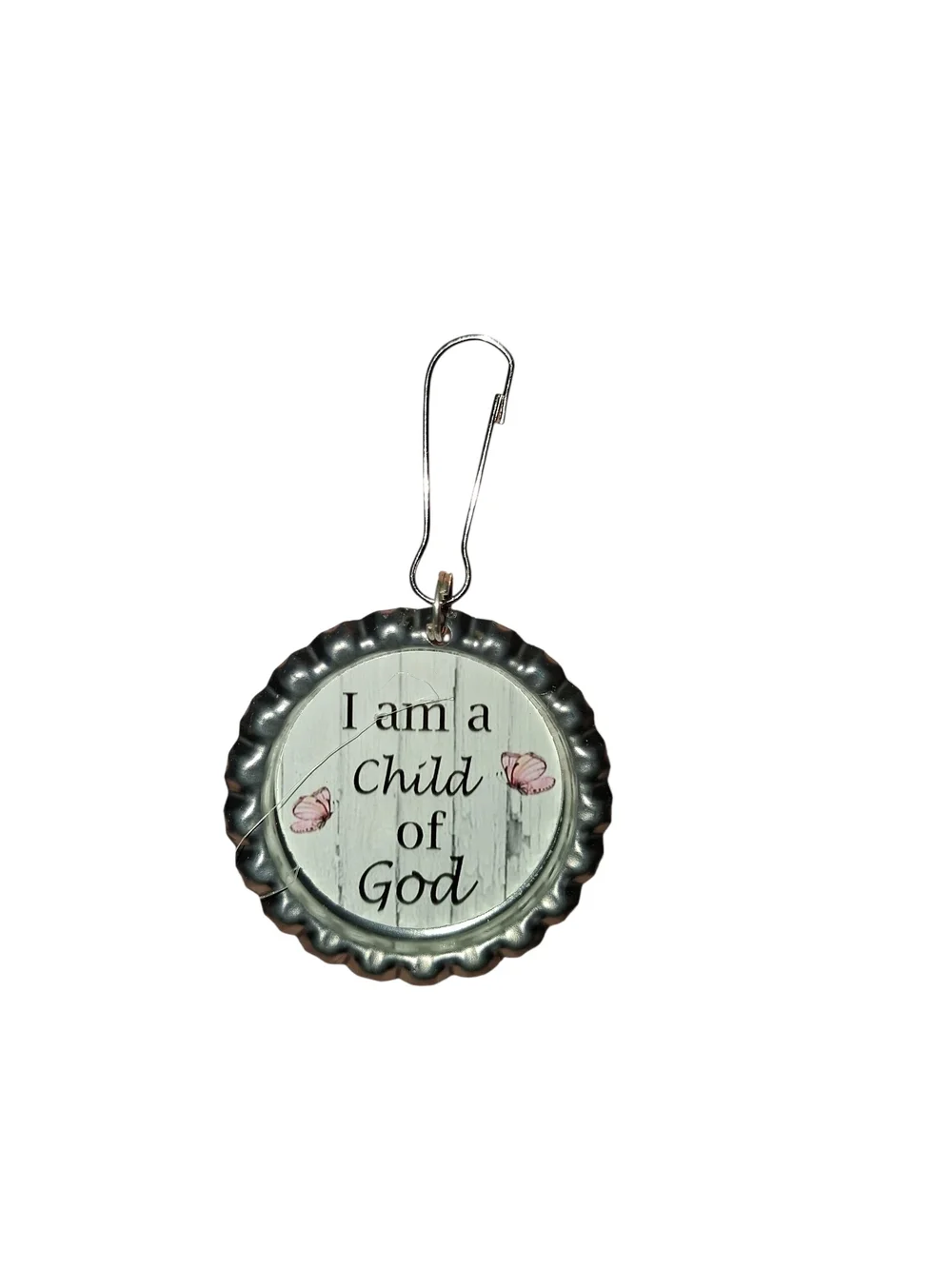 Child of God Pink Accent Round Bottle Cap Keychain